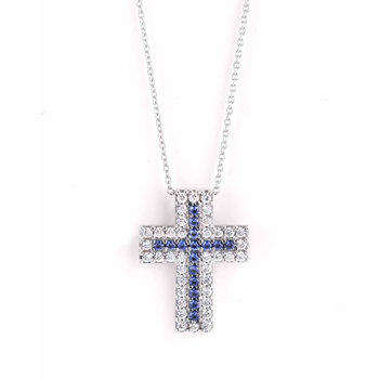 14K White Gold Cross Necklace
