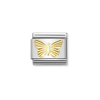 Σύνδεσμος (Link) NOMINATION πεταλούδα από ανοξείδωτο ατσάλι και χρυσό 18Κ