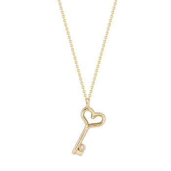 Κολιέ καρδιά - κλειδί της SOLEDOR από χρυσό 14Κ με διαμάντι της σειράς SYMBOLIC TREASURES