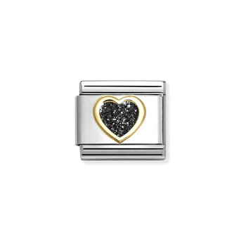 NOMINATION Link 'Heart' made of Stainless Steel and 18ct Gold with Glitter