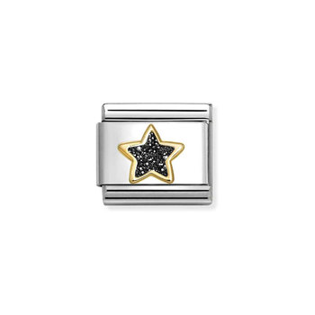 NOMINATION Link 'Star' made of Stainless Steel and 18ct Gold with Glitter