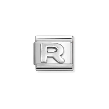 Σύνδεσμος (Link) NOMINATION 'R' από ανοξείδωτο ατσάλι και ασήμι 925
