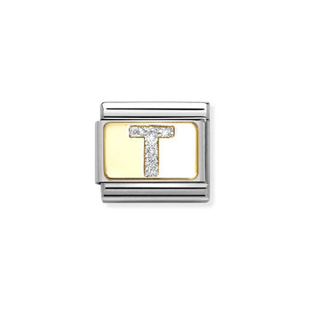 NOMINATION Link 'T' made of Stainless Steel and 18ct Gold with Glitter