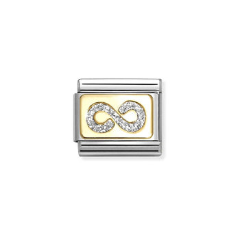 NOMINATION Link 'Infinity' made of Stainless Steel and 18ct Gold with Glitter