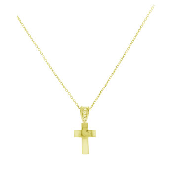 Κολιέ σταυρός SAVVIDIS από χρυσό 14Κ με ζιργκόν