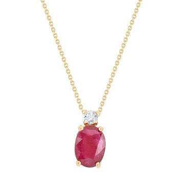 18ct Gold Νecklace with Diamonds and Ruby by SAVVIDIS