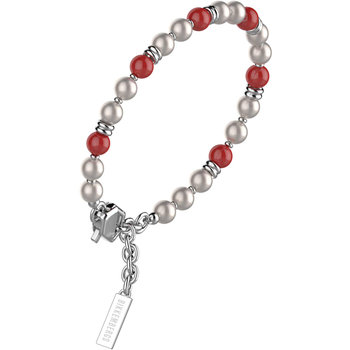 BIKKEMBERGS Rock Stainless Steel Bracelet with Coral and Beads