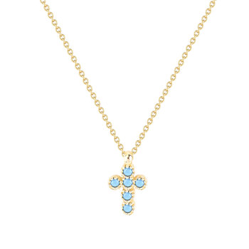 9ct Gold Necklace with Cross and Zircons by SAVVIDIS