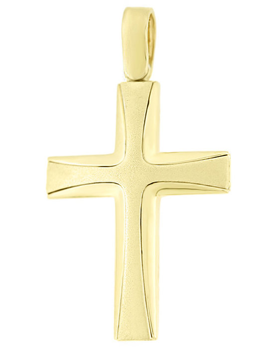 Βαπτιστικός σταυρός SAVVIDIS χρυσός ματ με σχέδιο στο τελείωμα 14Κ