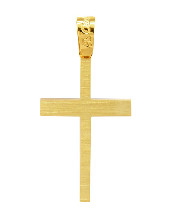 Βαπτιστικός σταυρός χρυσός διπλής όψης FaCaDoro 14Κ