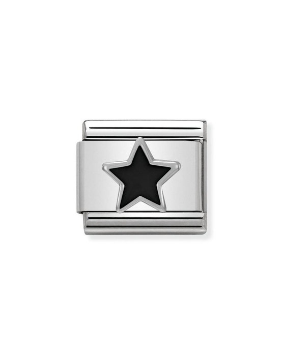 Σύνδεσμος (Link) NOMINATION - Αστέρι σε ασήμι 925 με μαύρο σμάλτο
