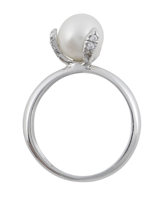 Δαχτυλίδι λευκόχρυσο  SAVVIDIS 14K με μαργαριτάρι και ζιργκόν (Νο 54)