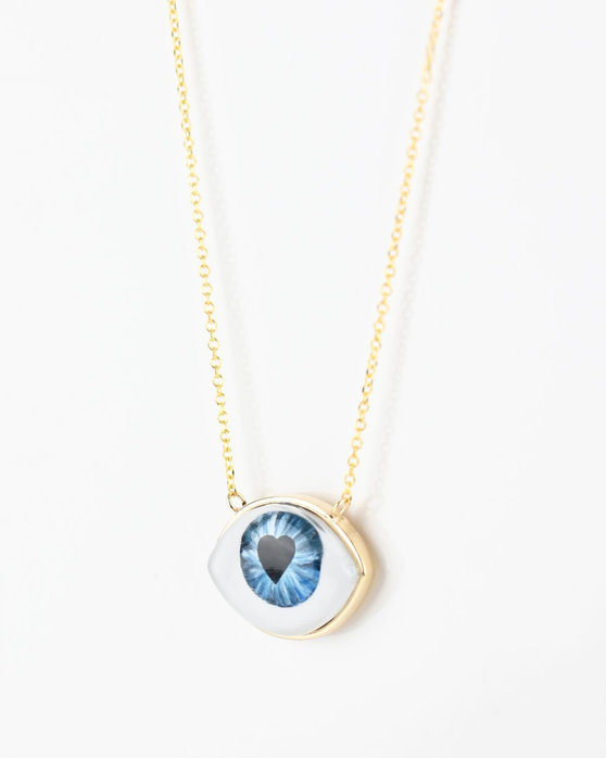 Forever I See LOVE Evil Eye Necklace in 14ct Gold by SOLEDOR