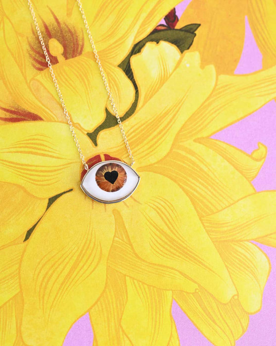 Forever I See LOVE Evil Eye Necklace in 14ct Gold by SOLEDOR