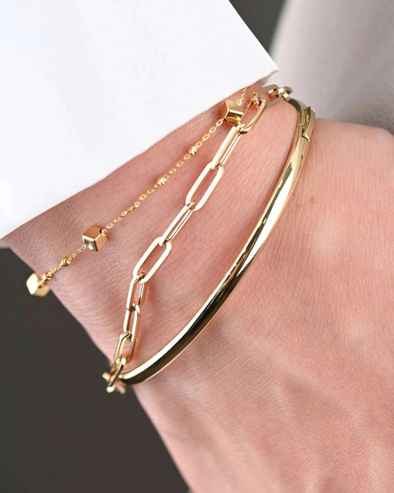 14ct Gold Paperclip Bracelet by SAVVIDIS