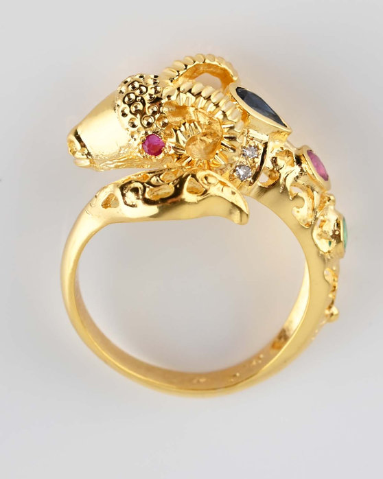 Δαχτυλίδι κριάρι SAVVIDIS από χρυσό 18Κ με διαμάντια, ρουμπίνια, ζαφείρι και σμαράγδι (No 55)