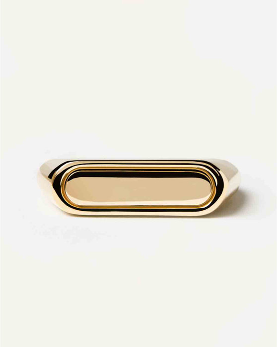 PDPAOLA Carry Overs SS Ribbon Stamp Gold Ring made of 18ct-Gold-Plated Sterling Silver (No 50)