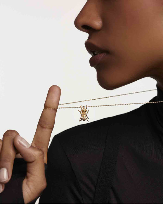 Κολιέ PDPAOLA House Of Beetles Courage Beetle Amulet Necklace από επιχρυσωμένο (18Κ) Ασήμι 925