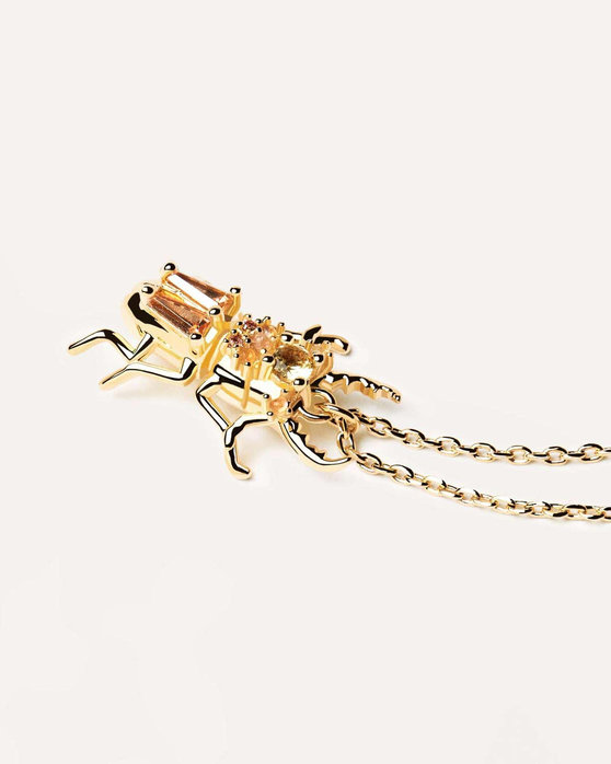 PDPAOLA House Of Beetles Courage Beetle Amulet Necklace made of 18ct-Gold-Plated Sterling Silver