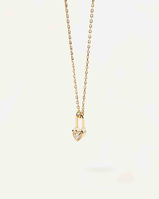 Κολιέ PDPAOLA Carry-Overs Heart Padlock Gold Necklace από επιχρυσωμένο (18Κ) Ασήμι 925