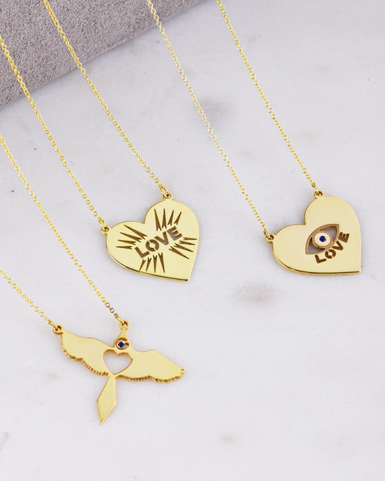 Necklace Love Bird in 14ct Gold by FOREVER I SEE LOVE SOLEDOR