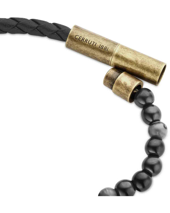 CERRUTI Duas Stainless Steel and Leather Bracelet
