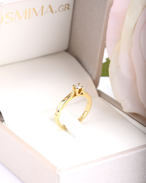 Μονόπετρο δαχτυλίδι FaCad'oro από χρυσό 18K με διαμάντι (Νο 54)