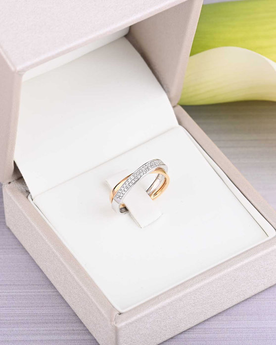 Δαχτυλίδι σειρέ SAVVIDIS από ροζ χρυσό και λευκόχρυσο 18Κ με διαμάντια (No 54)