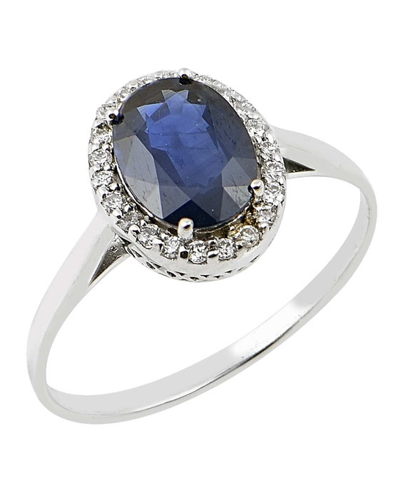 Δαχτυλίδι FaCaD’oro από λευκόχρυσο 18Κ με ζαφείρι και διαμάντια (No 55)