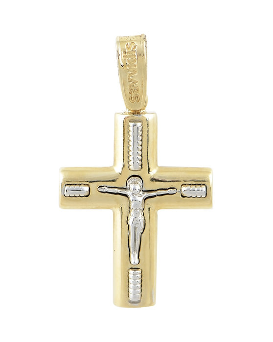 Βαπτιστικός σταυρός SAVVIDIS από λευκόχρυσο και χρυσό 14Κ