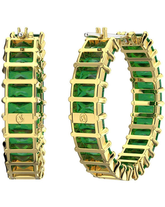 SWAROVSKI Green Matrix hoop earrings (baguette cut)