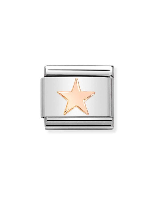 Σύνδεσμος (Link) NOMINATION αστέρι από ανοξείδωτο ατσάλι και ροζ χρυσό 9Κ