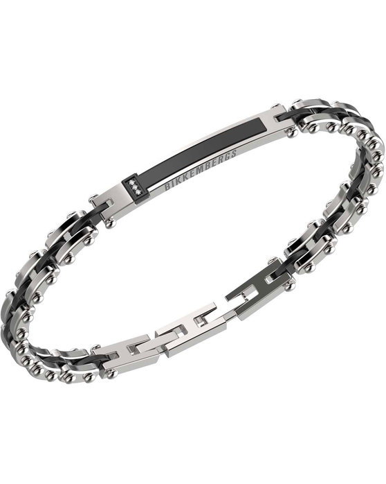BIKKEMBERGS Performance Stainless Steel Bracelet with Diamonds