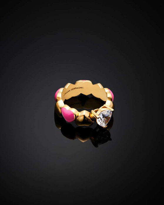 CHIARA FERRAGNI Cuoricino Neon 18ct Gold Plated Ring with Heart (No 12)