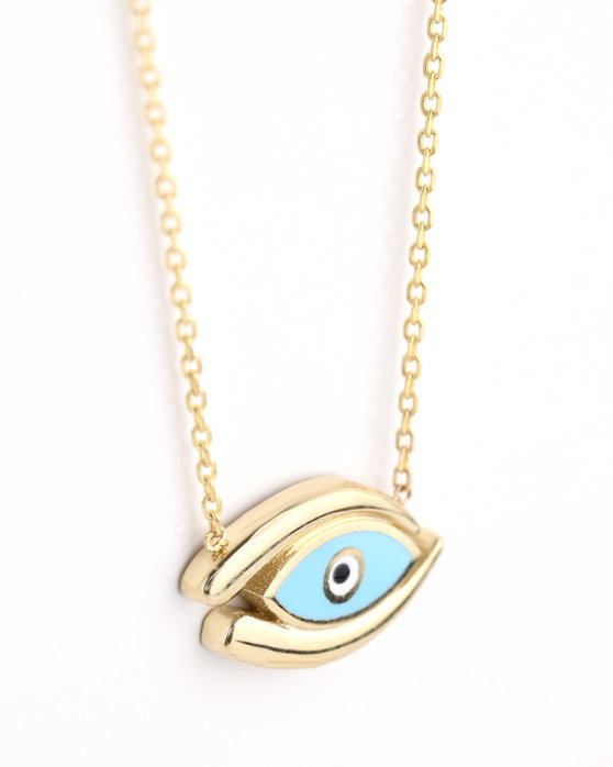 14ct Gold Eye Necklace with Enamel by SAVVIDIS