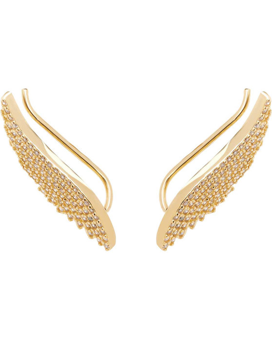 Σκουλαρίκια DOUKISSA NOMIKOU Angel Wings Crawler Earrings Pave Gold