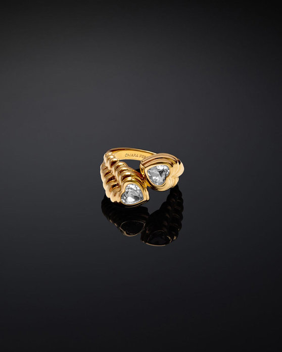 CHIARA FERRAGNI Bold Gold-plated Ring with Zircons (Νo 16)