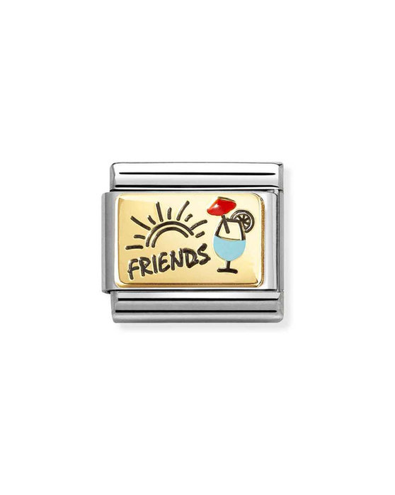 NOMINATION Link 'Friends with cocktail' made of Stainless Steel and 18ct Gold with Enamel