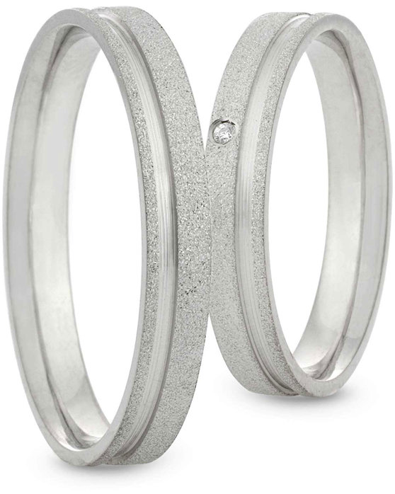 Wedding Rings in 9ct White Gold with Zircon