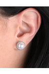 Earrings 18ct White Gold with Pearl and Diamonds by Kiron