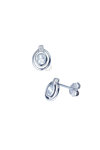 Earrings 14ct white gold with Zircon