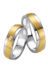 Wedding rings in Silver 925 Sterling Silver and 14ct Gold with Diamond Breuning