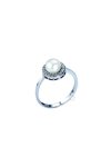 Ring 14ct White Gold with Zircon and pearl SAVVIDIS (No 54)