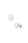 Earrings 18ct White Gold with Pearl and Diamonds