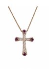 Βαπτιστικός σταυρός 18Κ Ροζ Χρυσό με Διαμάντια και Ρουμπίνια SAVVIDIS