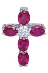 Cross 18ct White Gold with Diamond and rubies