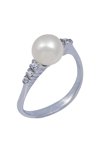 Ring in white gold 14ct with pearl and zircon