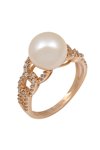 Ring 14ct Rose Gold with Pearl and zirconia