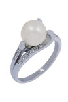 Ring 14ct White Gold with Pearl and zirconia