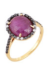 Δαχτυλίδι ροζ χρυσό  SAVVIDIS 18K με μαύρο διαμάντι και ζαφείρι (Νο 54)